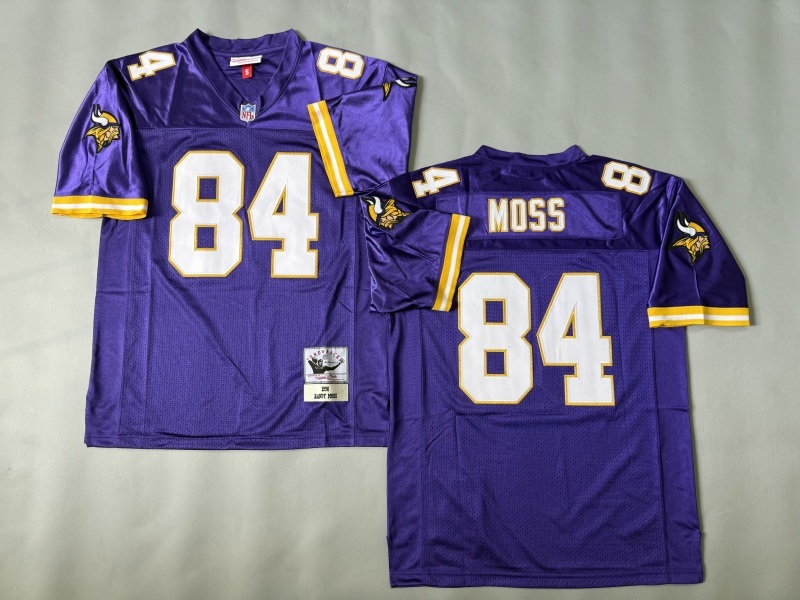 Men 2025 Minnesota Vikings #84 Moss purple Throwback Limited NFL Jersey style 002